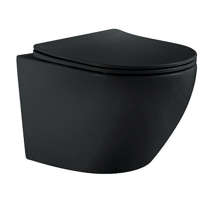 Подвесной унитаз SET Aquatek Европа MB-049 4в1, кнопка черный матовый