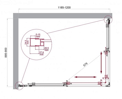 Душевой уголок BelBagno LUCE-AH-2-120/90-C-Cr 120x90 прозрачный, хром