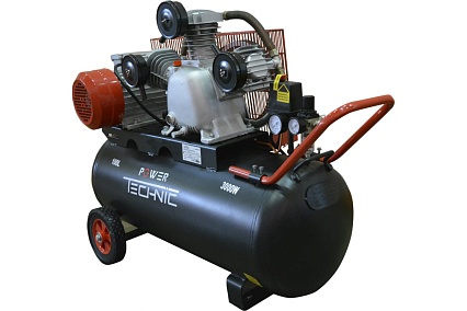Компрессор Power Technic ременной, 220В, 3000Вт, 640 л/мин, ресивер 100 л ACB640/100