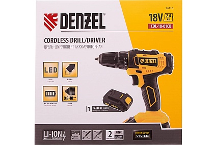 Аккумуляторная дрель-шуруповерт Denzel CDL-18-01CB 26115