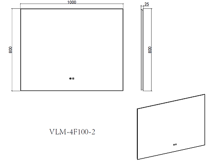 Зеркало Vincea VLM-4F100GM-2 100x80 см, сенсорный выключатель, антипар, диммер, вороненая сталь