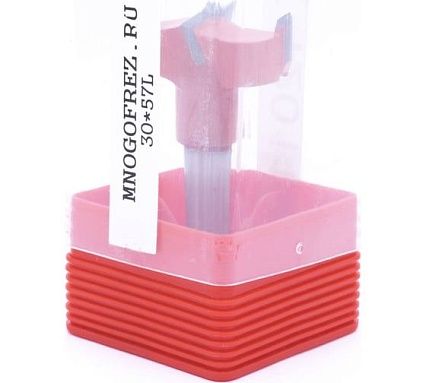 Сверло чашечное четырехзаходное по дереву FT120116L (30х57 мм; хв-к 10 мм; левое вращение) МНОГОФРЕЗ 6604