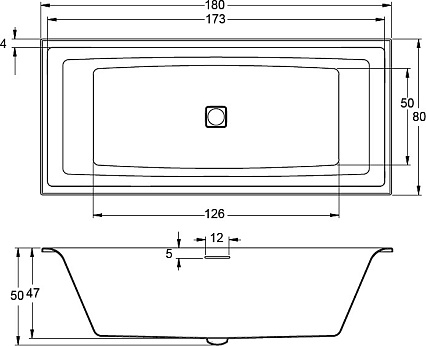 Акриловая ванна Riho Still Square Led 180x80 см с подсветкой, подголовник влево