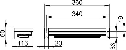 Полка Keuco Edition 90 Square 19159010000 со встроенным стеклоочистителем, хром