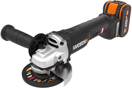 Угловая бесщёточная аккумуляторная шлифмашина Worx 115 мм, 20В, 4Ач х1, ЗУ 2А WX813