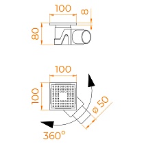 Трап для душа RGW Drain Leo-01-10Gb 10x10 см брашированное золото 60210110-06