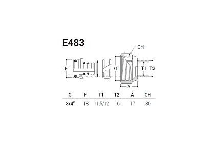 Резьбовое соединение для трубы с д11,5/12-16x3/4"e SR Rubinetterie бронза E483-2000Z0F0