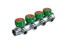 Латунный коллектор Terma 3/4&quot;в/н с 4-мя вент.кранами на 1/2&quot; (нар.резьбы) с выходами под 90 град (14021) 18606