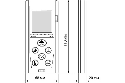 Лазерная рулетка TDM ЛР-100 дальность 100 м, точность 2 мм, подсветка, IP54, 2хAAA, “Алмаз” SQ1018-0203
