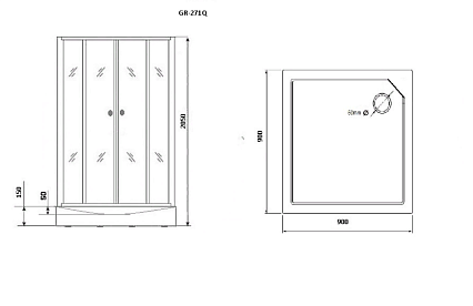 Душевая кабина Grossman GR271QR 90x90 черный, правая