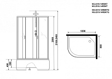 Душевая кабина Niagara NG 2310-14RBKT 120x80 стекло матовое, без крыши, тропический душ