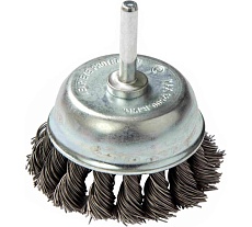 Щетка-крацовка чашка на шпильке (75 мм; крученая проволока) для дрели Orientcraft OCCBK17521220