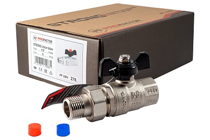 Шаровой кран PROFACTOR с полусгоном PF STRONG ручка бабочка в/н 1/2 дюйма PF UBV 278