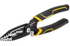 Клещи электромонтажные многофункциональные SHTOK 6-в-1, гладкие губки, серия ACRUX, 210 мм 08501