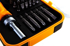 Реверсивная отвертка с битами и головками 45 предмета Kraft KT 700407