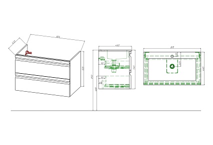 Тумба с раковиной Aquatek Вега 80 см AQ77080