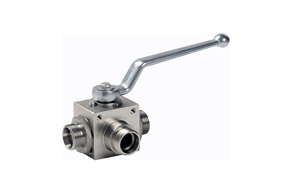 Гидравлический шаровый трехходовой кран TITAN LOCK DN 25 (1"), типа НР, сталь TLHYD3V1M