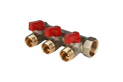 Коллектор с шаровыми кранами STOUT 3/4, 3 отвода 1/2 SMB 6200 341203 RG008S258O4VEA