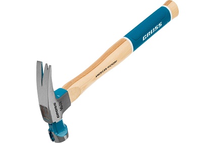 Молоток-гвоздодер Gross American hickory 450г, угол 75, магнит, обрезиненная рукоятка 10418