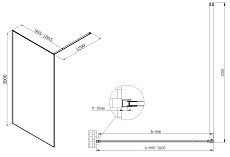 Душевая перегородка Vincea Walk-In VSW-7HS100GWG 100x200 матовое золото, с золотыми нитями