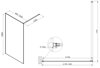 Душевая перегородка Vincea Walk-In VSW-7HS100GWG 100x200 матовое золото, с золотыми нитями