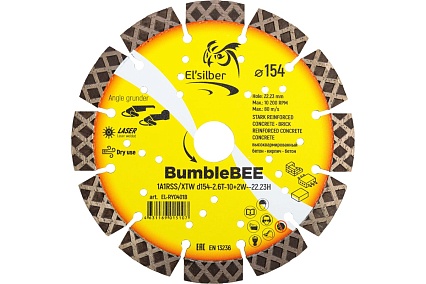 Диск алмазный BumbleBEE 1A1RSS/XTW D154-2.6T-10+2W--22.23H Elsilber EL-RY0401B