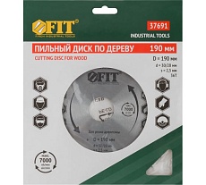 Диск пильный для циркулярных пил по дереву 190x30/20 мм, 36Т FIT 37691