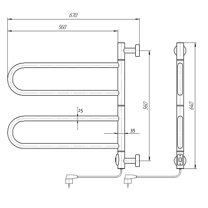 Полотенцесушитель электрический Domoterm Сальса DMT 108F П4 65x50 EK хром