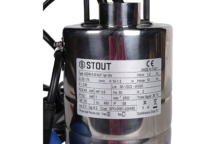 Дренажный насос с поплавком STOUT Spd-0001-200450 RG0091CN917E64