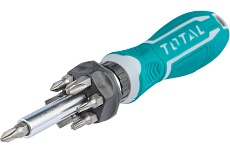Реверсивная отвертка Total с битами 8 шт TACSD30086