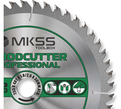 Диск пильный по дереву MKSS Toolbox Woodcutter Professional SS3025 255x48Тх1.8/2.6x30 мм SS30255001