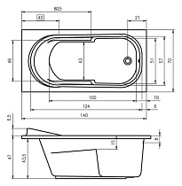 Акриловая ванна Riho Columbia 140x70 см B004001005