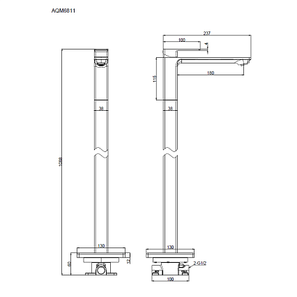 Напольный смеситель AQUAme Savona AQM6811MB черный матовый