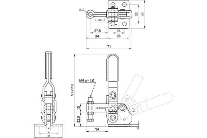 Зажим с вертикальной рукоятью HS CLAMP HS-11401