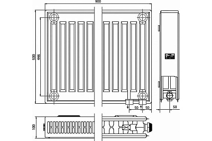 Стальной панельный радиатор Kermi Profil-V FTV 22/500/900 нижнее подключение белый RAL 9016 FTV220500901R2Y RG008V7E3S5CE7