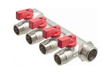 Коллектор СТМ 3/4"х1/2"х4, с шаровыми кранами, н/р S4MB3412