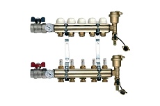 Коллекторная группа Tiemme 9 отводов 1&quot; с расходомерами, латунь 3870009 / 3871G060509
