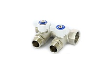 Коллектор НВ 3/4 2х1/2 Н 40мм с кранами, никелированный Uni-Fitt 420N3220
