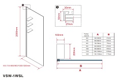 Душевая перегородка Vincea Walk-In VSW-1HWS800CLGM 80x200 вороненая сталь, прозрачное