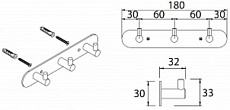 Крючок Fixsen Hotel FX-31005-3 планка 3 крючка