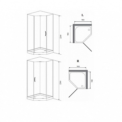 Душевая кабина Timo Premium Elta H-312L 90x90, левая