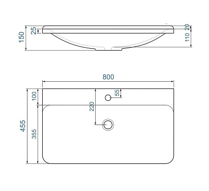 Тумба с раковиной AQUAme S4 80 см белый глянец