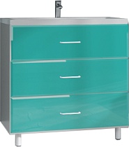 Тумба с раковиной Marka One Mix 70 см, напольная, 3 ящика, стекло