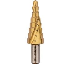 Сверло ступенчатое по стали (6-20 мм, 8 ступеней, HSS-G M2 TIN, хвостовик 10 мм) Профоснастка № 3307 30106007