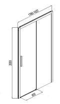 Душевая дверь Aquanet Pleasure AE60-N-140H200U-BT 140x200, прозрачное стекло, черный