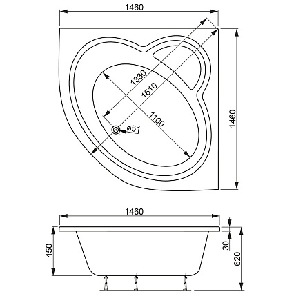 Акриловая ванна VagnerPlast Catalina 146x146 см