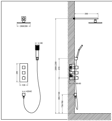 Душевой набор Timo Tetra-Thermo SX-0179/17SM термостат, золото матовое