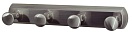 Крючок WasserKRAFT K-1074NICKEL, планка 4 крючка, никель