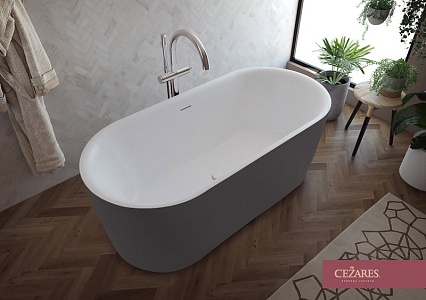 Акриловая ванна Cezares Metauro Central METAURO-INT-Central-180-80-60-G-W-MATT 180x80 см белый матовый/серый матовый