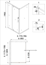 Душевой уголок Niagara Nova NG-43-12AG-A80G 120x80 прозрачный, золото